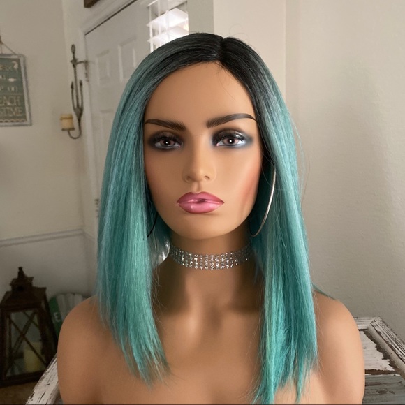 Accessories - Human Hair Asymmetrical Cut Mermaid Blue Bob